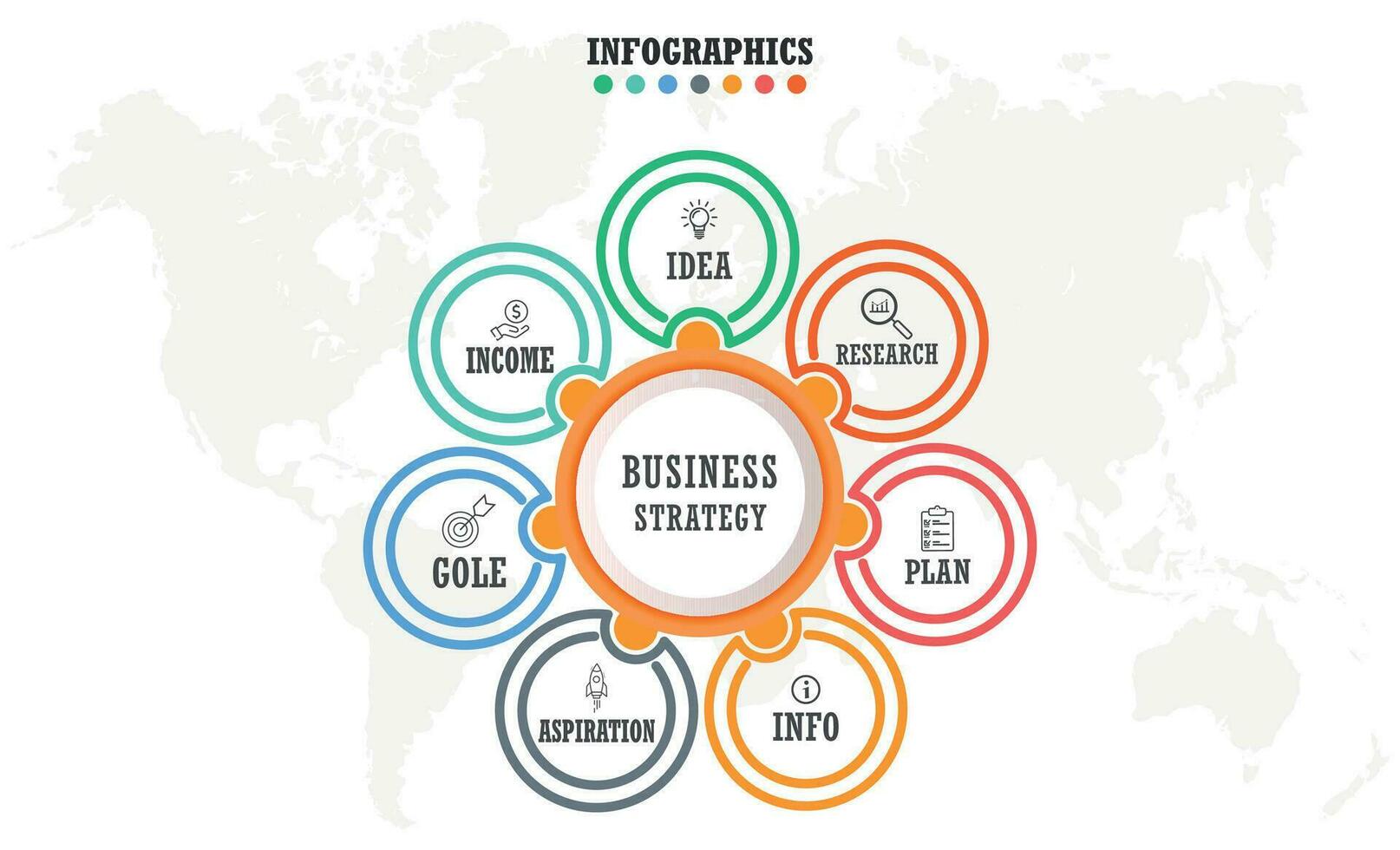Business process. Timeline infographics with 7 steps, options. Vector presentation. infographics  vector.