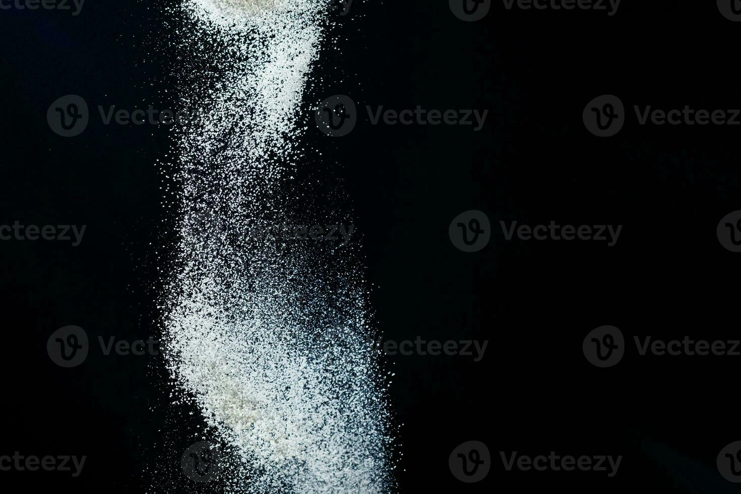 Abstract design of white powder cloud isolated on black, dark background. Abstract design of white dust cloud. Particles cloud screen saver, wallpaper. photo