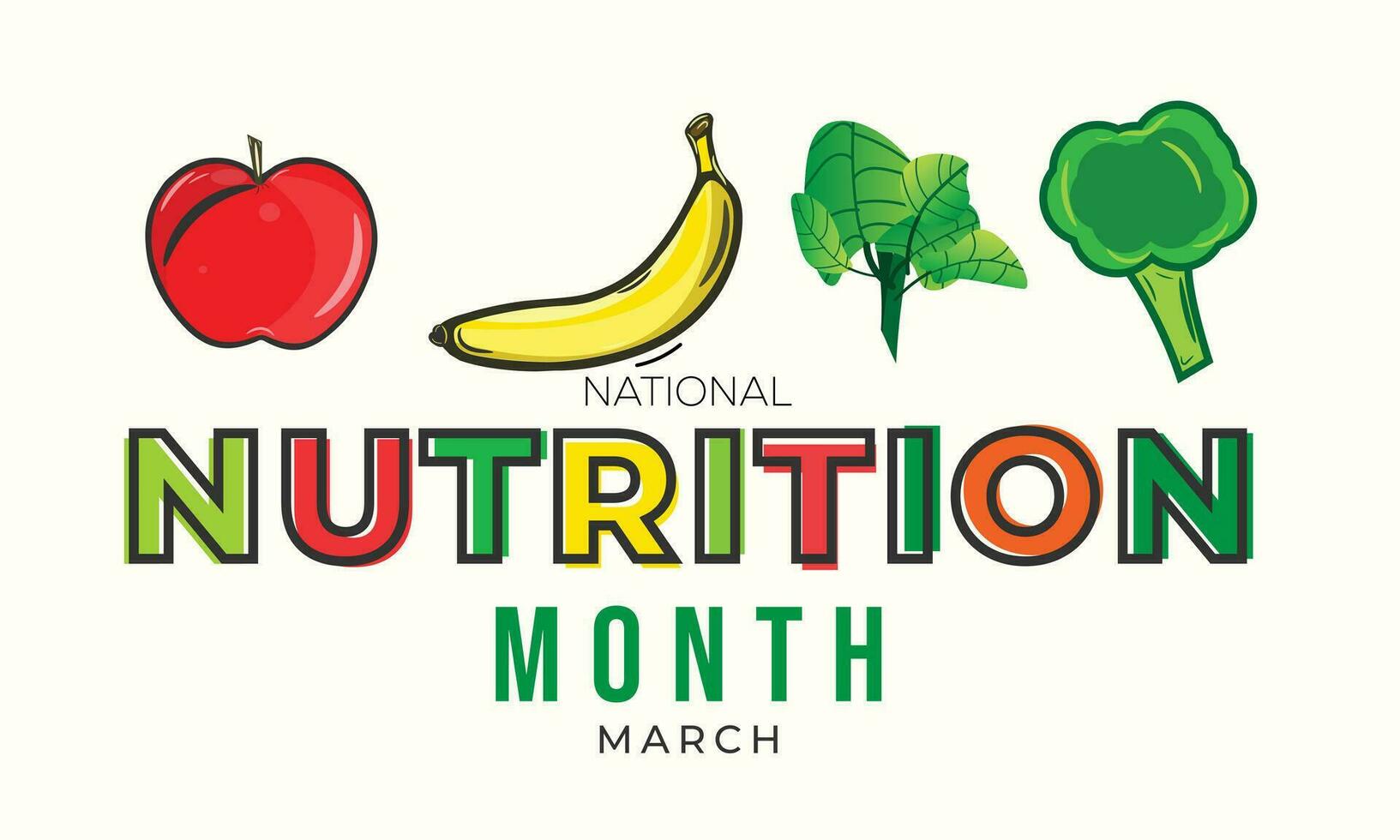 National Nutrition month. background, banner, card, poster, template. Vector illustration.