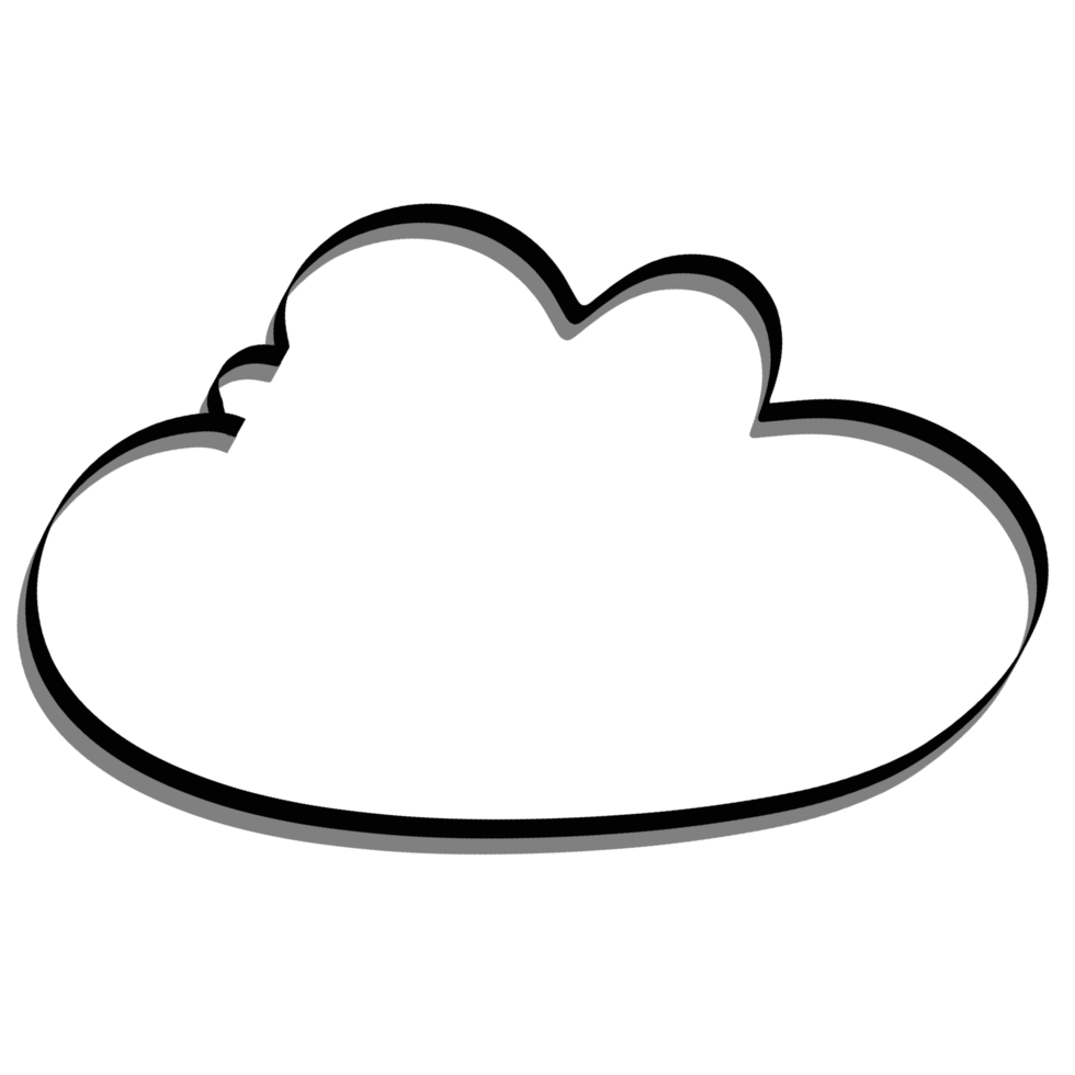 Simple cloud line drawing illustration with black line. png