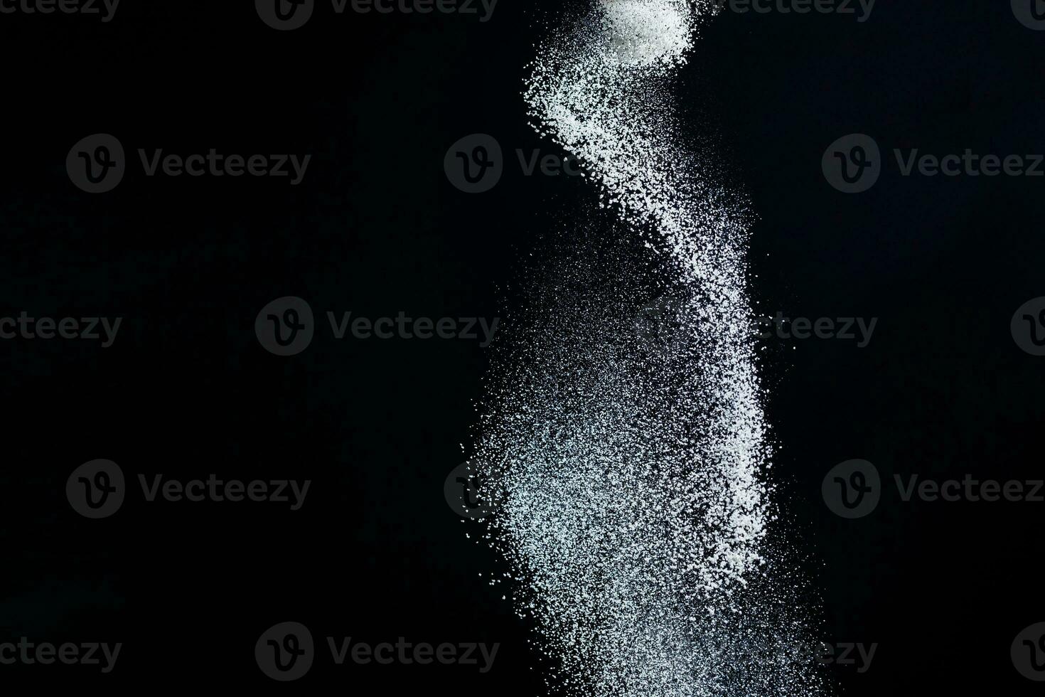 Abstract design of white powder cloud isolated on black, dark background. Abstract design of white dust cloud. Particles cloud screen saver, wallpaper. photo