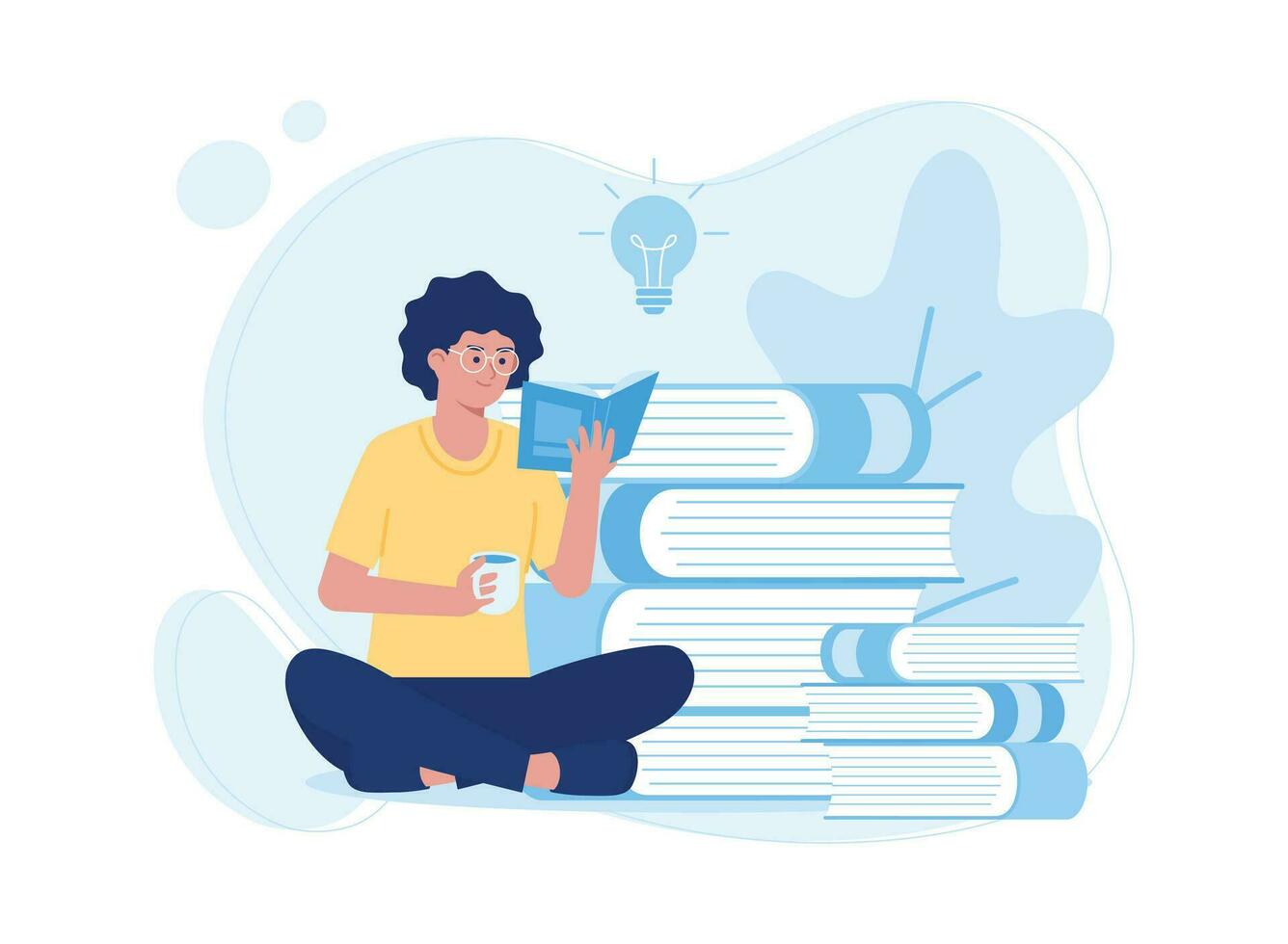 education learning concept likes to read people read or students study concept flat illustratiuon vector