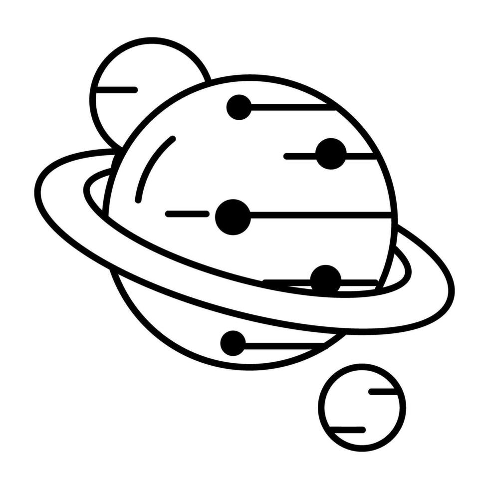 espacio y planetas lineal icono vector