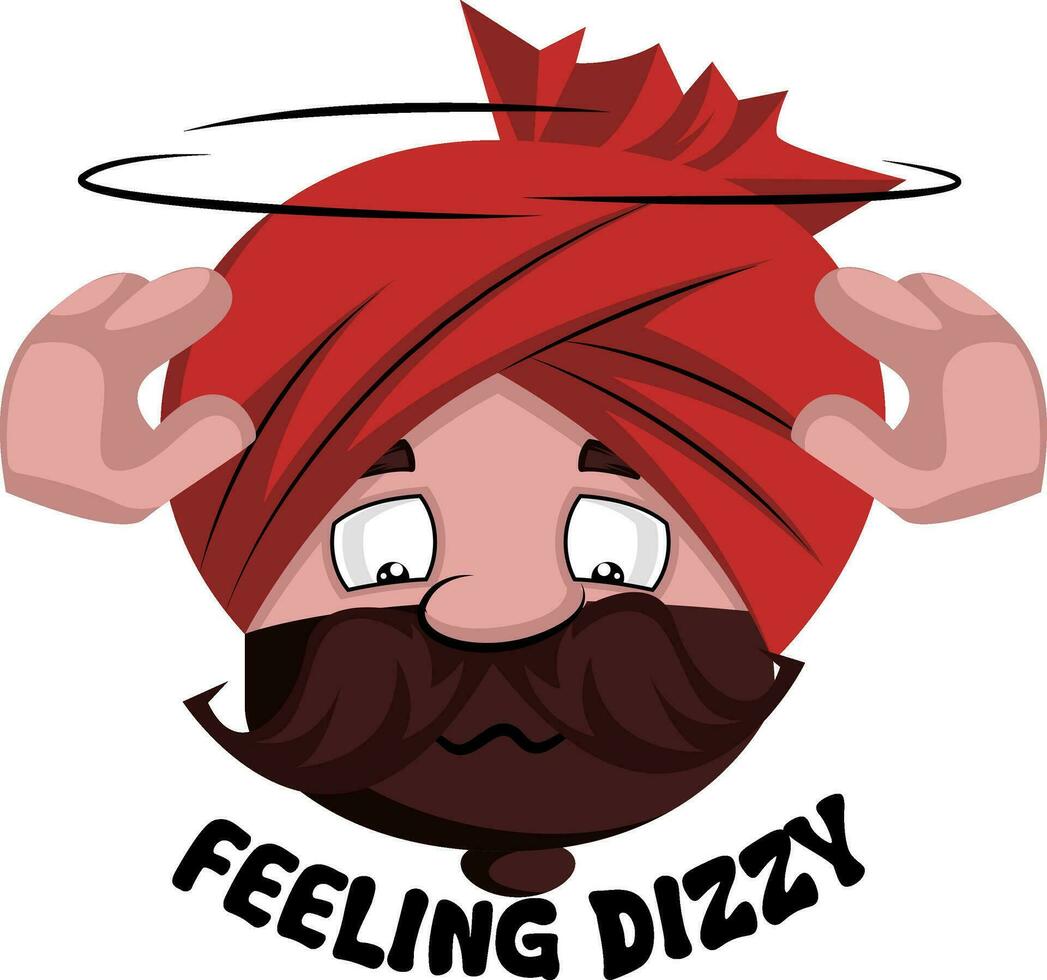 Indian male character feeling dizzy vector