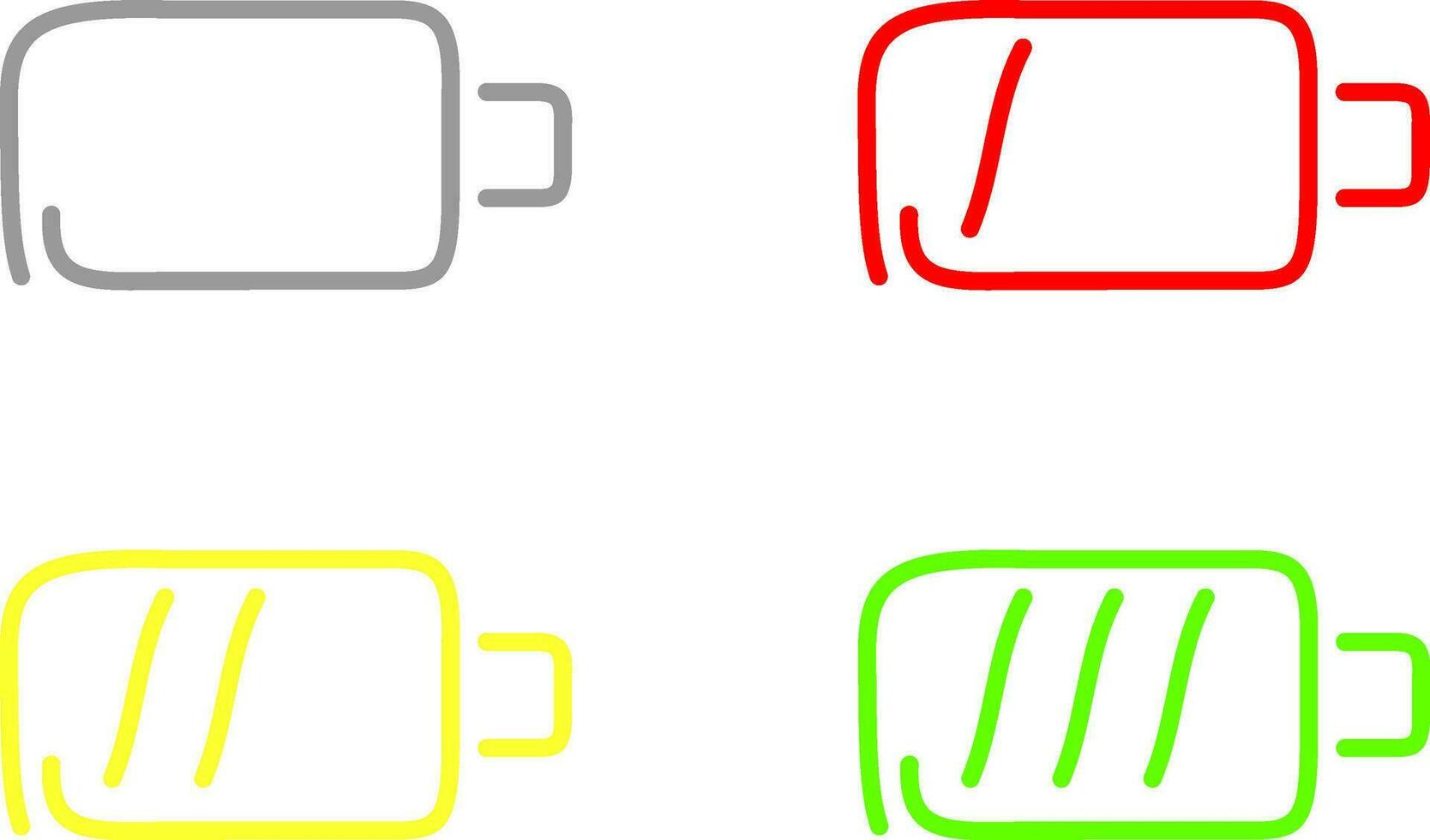 Steps of charging battery set icons draw effect vector