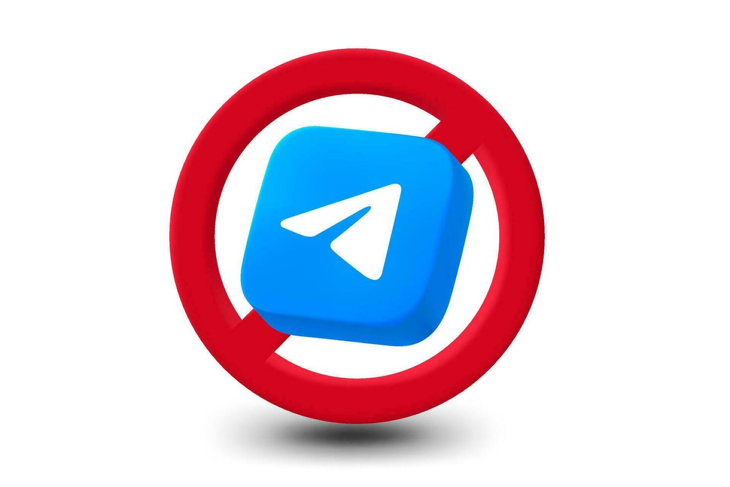 Telegram social media platform ban concept. Vector 3d editorial illustration. TURKEY, FETHIYE, November 22, 2023