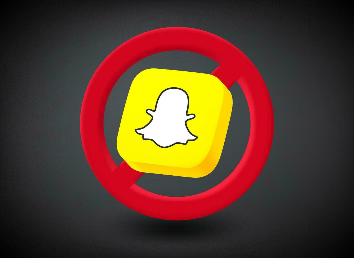 Snapchat social media platform ban concept. Vector 3d editorial illustration. TURKEY, FETHIYE, November 20, 2023