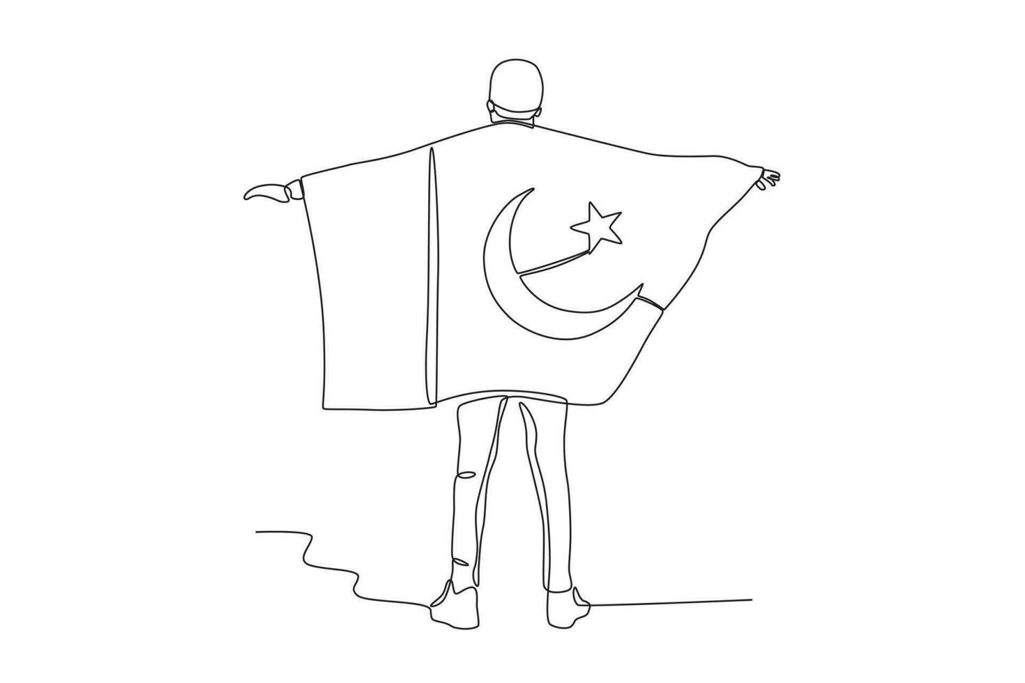 A man carrying a large flag from the back view vector