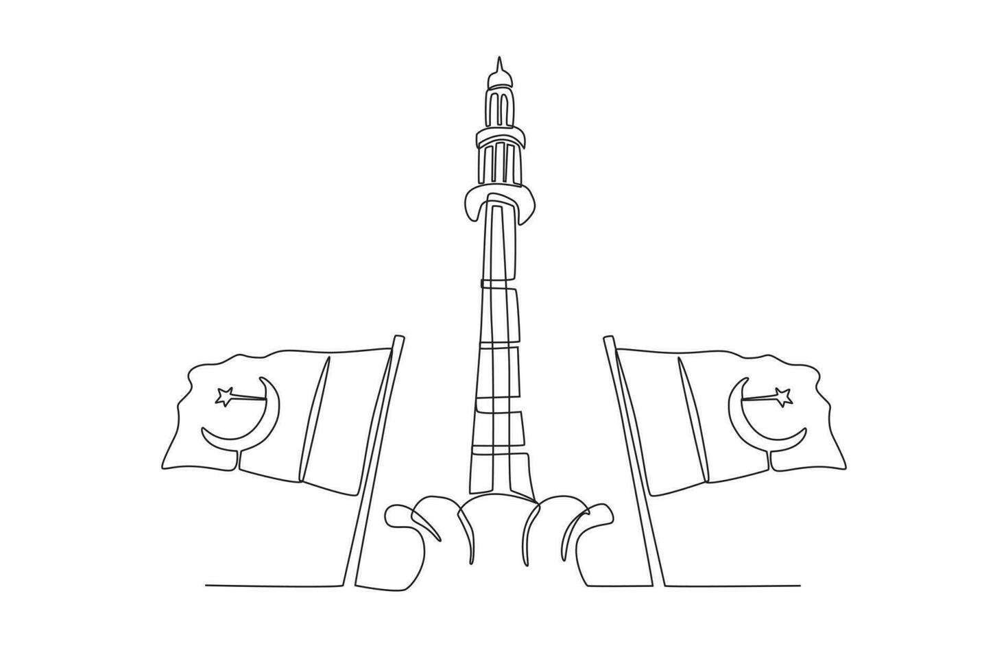 A monument and flag of Pakistan vector