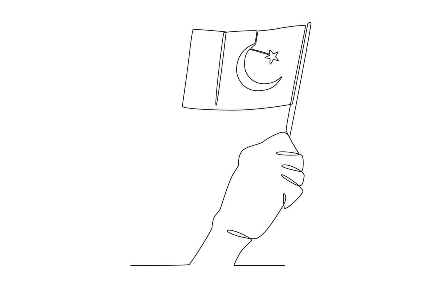 A hand raised the small Pakistani flag vector