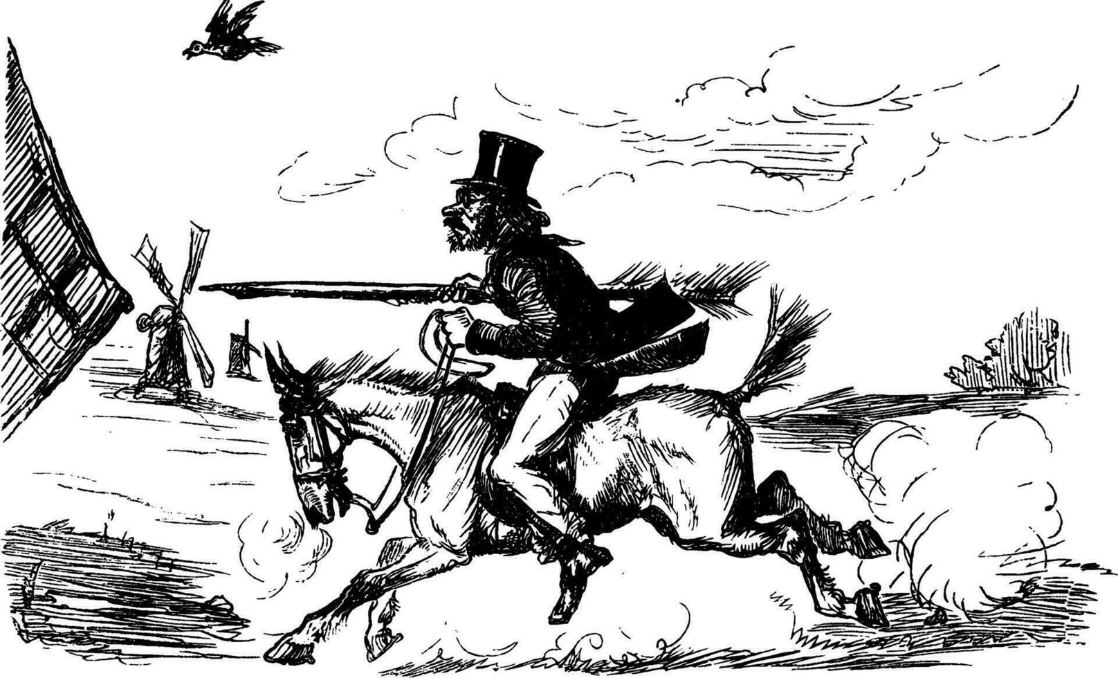 Man and Horse, vintage illustration vector