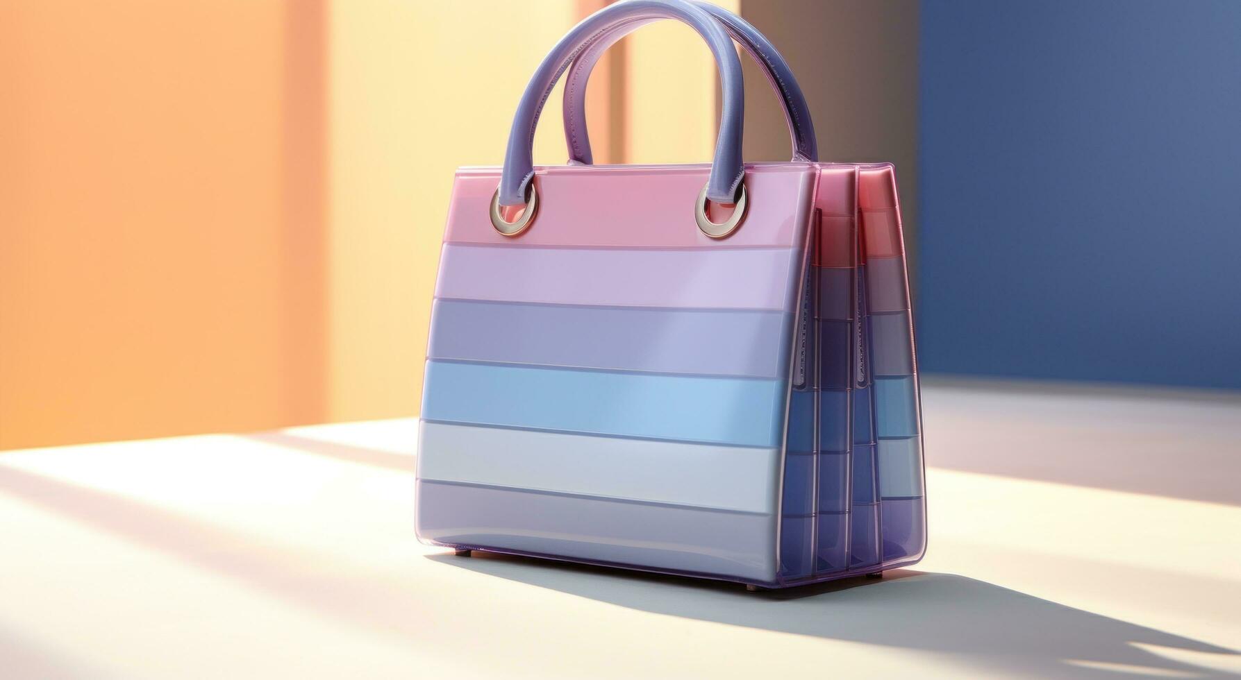 AI generated the bag is in a soft blue and purple color, photo