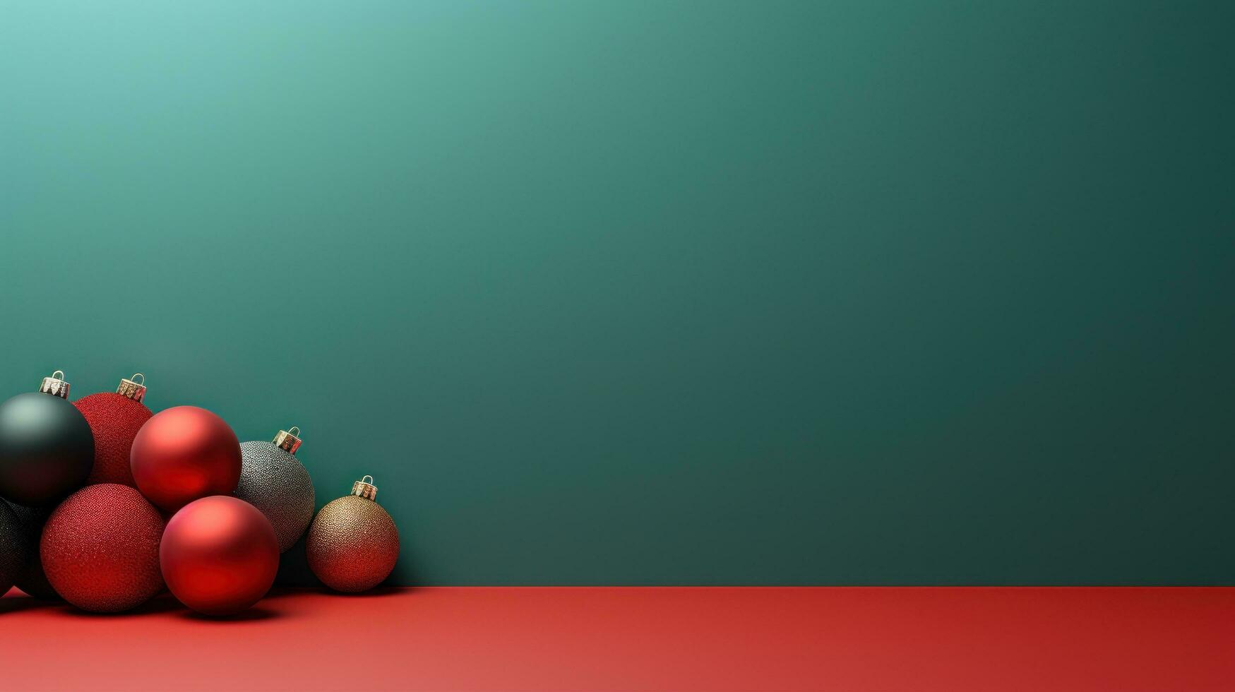 AI generated green and red christmas holiday card, photo