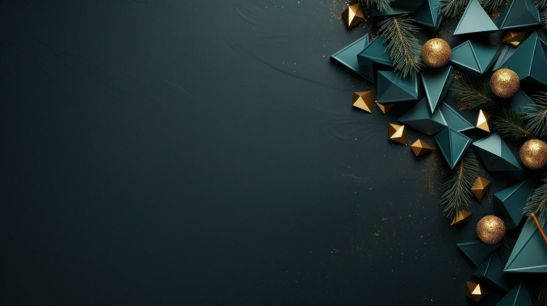 AI generated emerald and gold christmas holiday card, photo