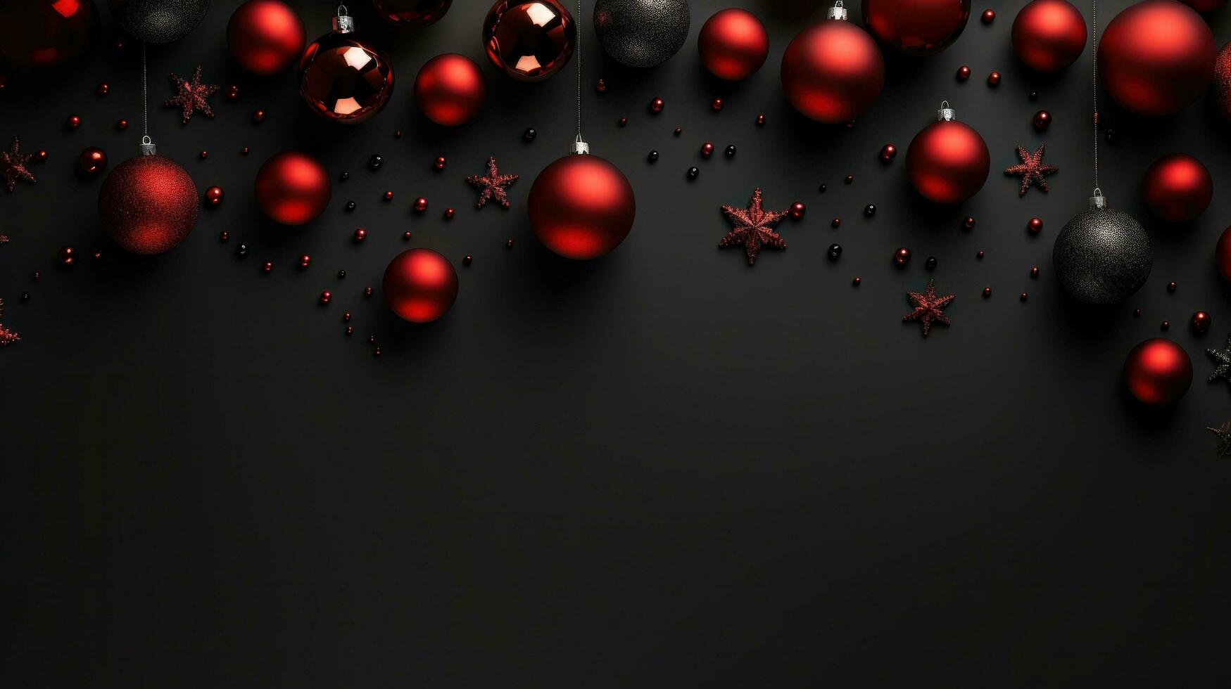 AI generated black and red christmas holiday card, photo