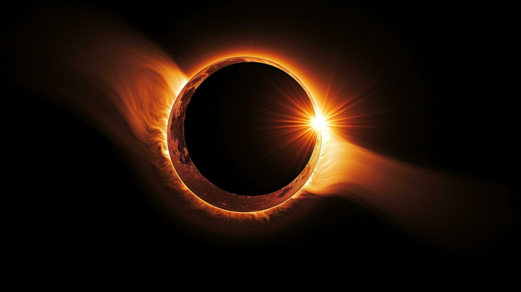 AI generated solar eclipse, with the moon casting a shadow over the sun and creating a stunning visual effect photo