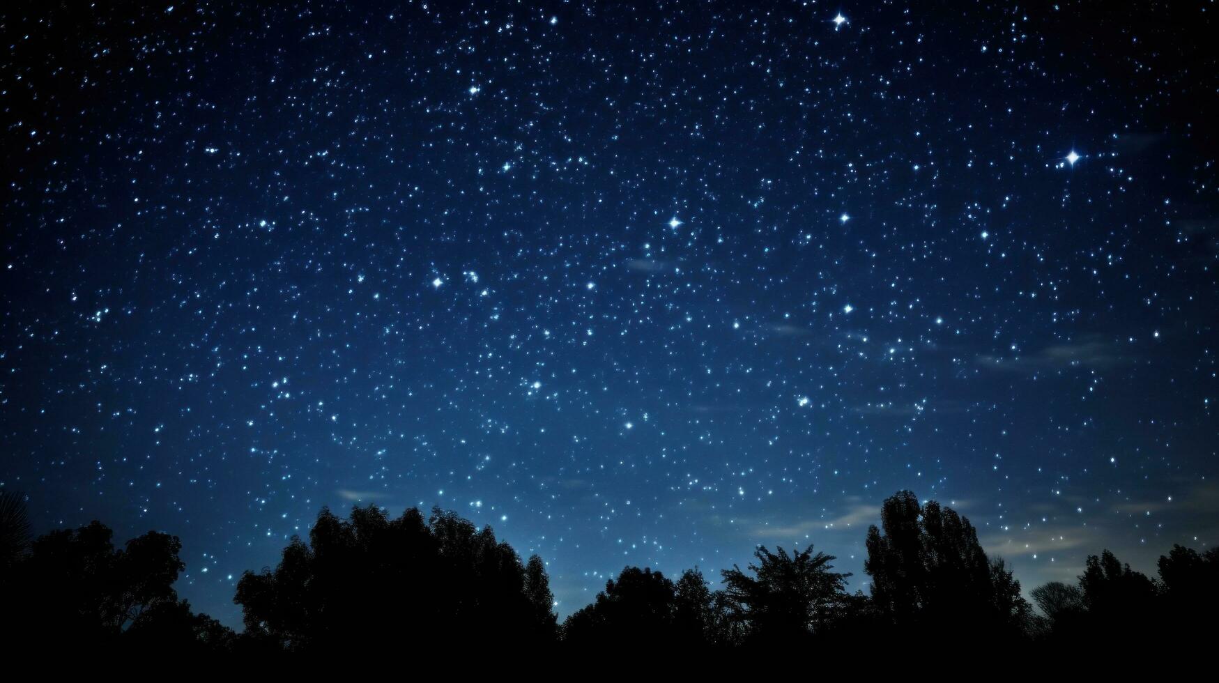 ai generado claro noche cielo lleno con estrellas ese parecer a centelleo en contra un oscuro fondo. foto