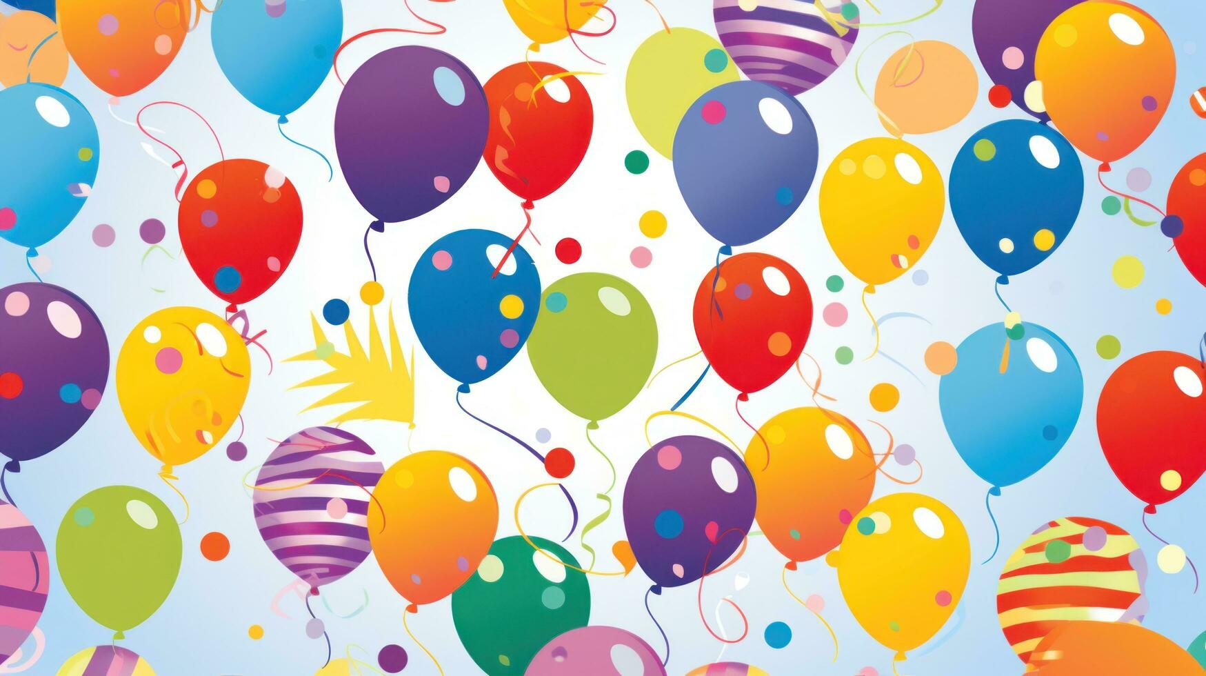 AI generated fun and playful balloon background featuring a mix of bright colors and patterns photo