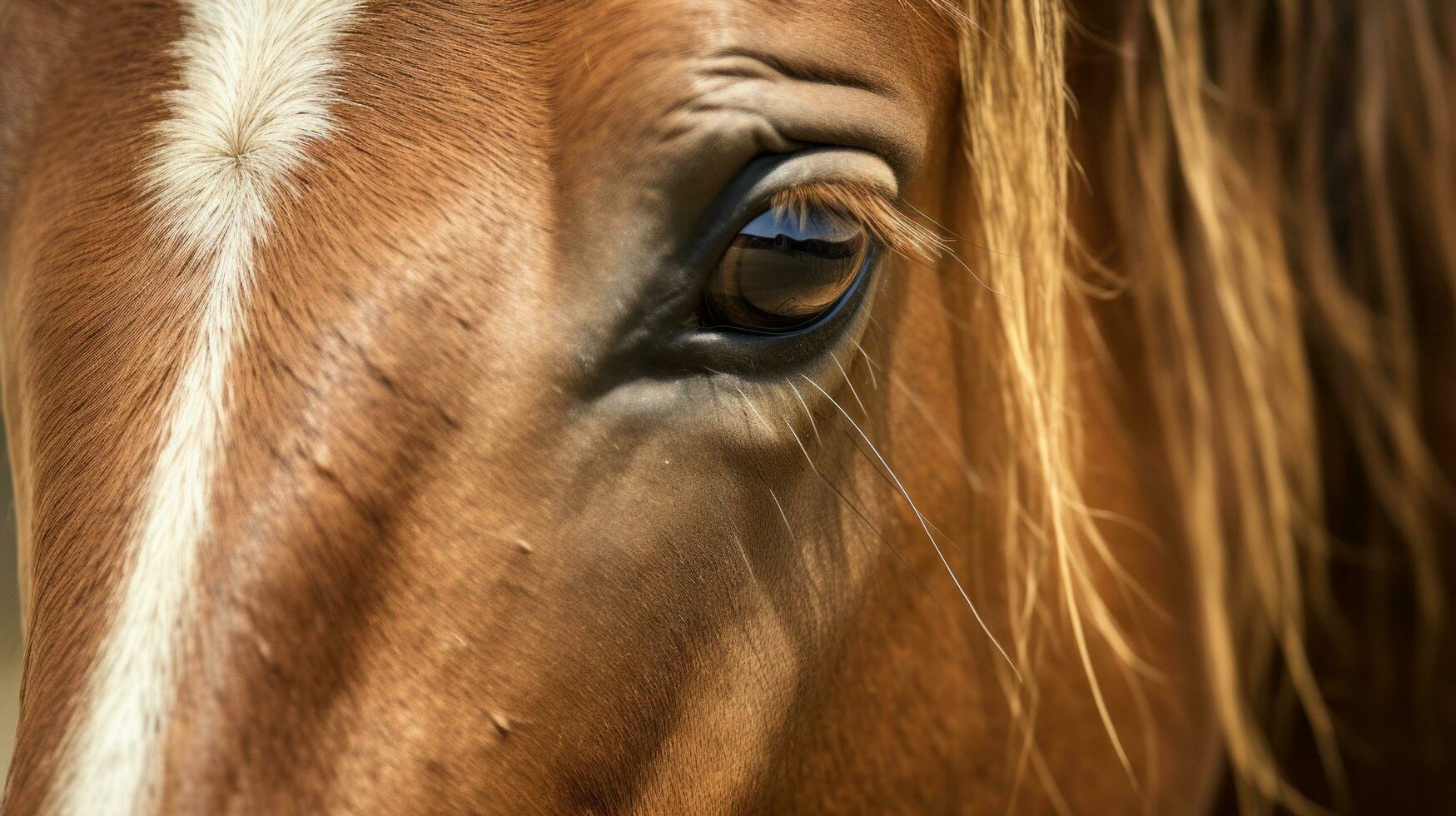 AI generated gentle brown horse, with soft eyes and a curious expression photo