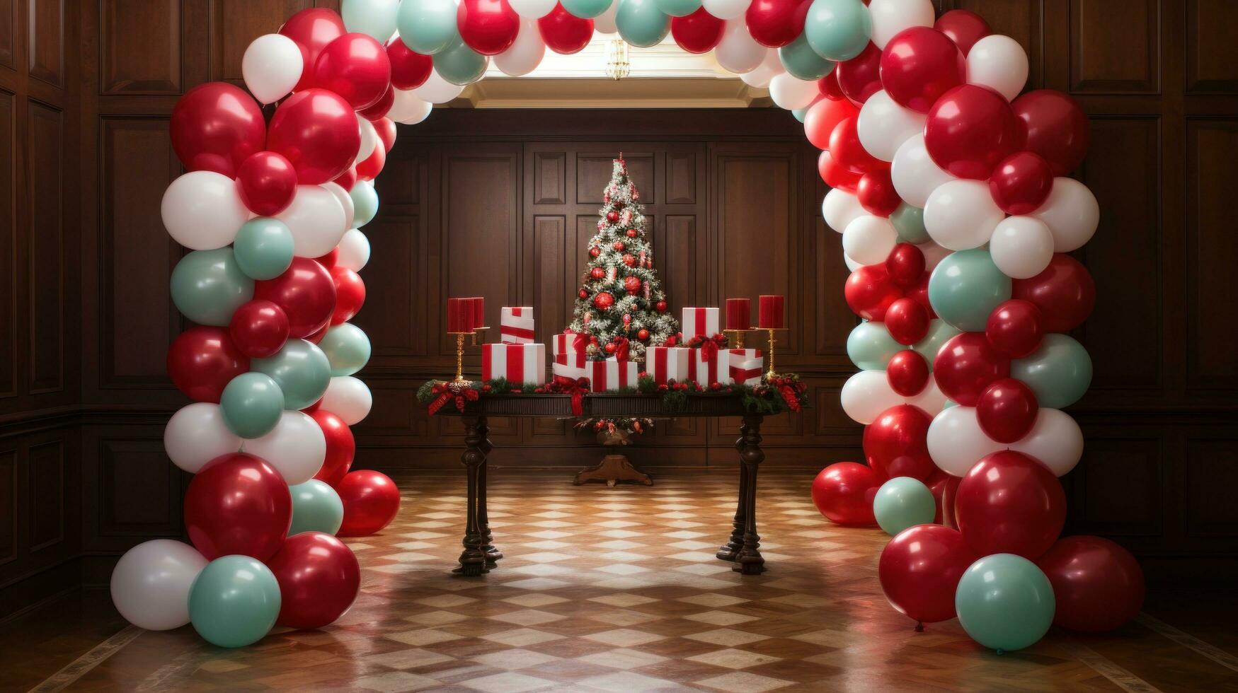AI generated cheerful balloon display featuring a mix of traditional colors and fun patterns photo