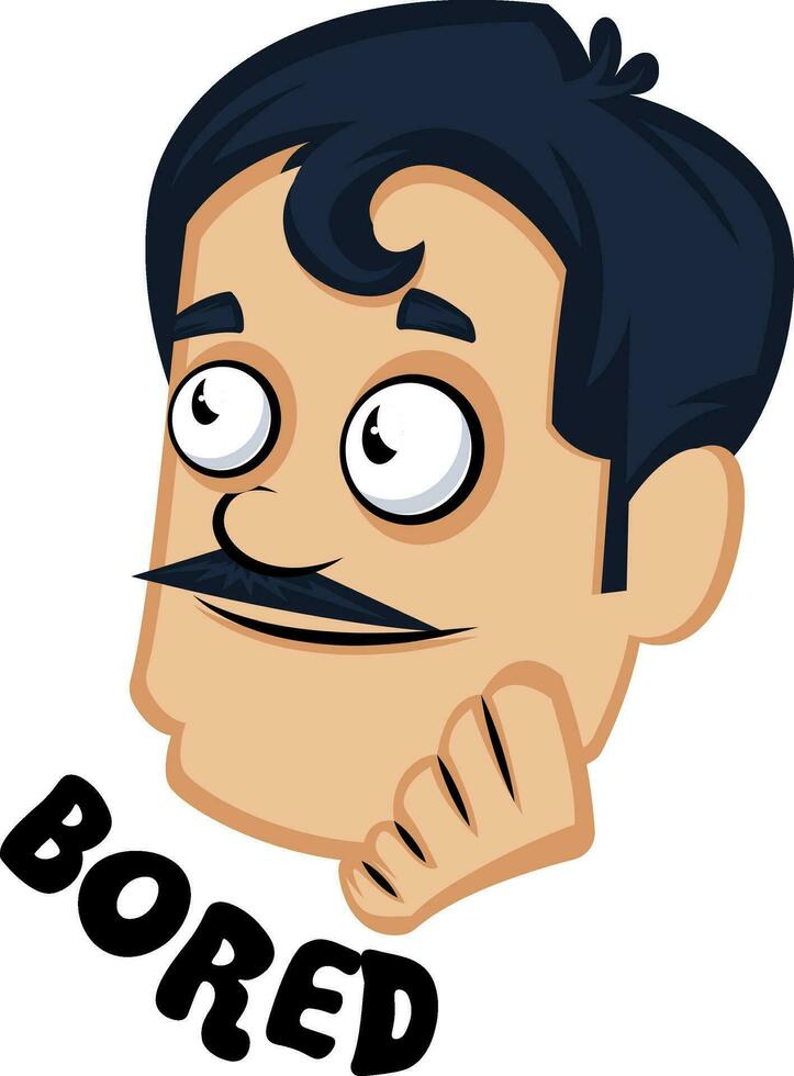 Man with mustache is bored vector