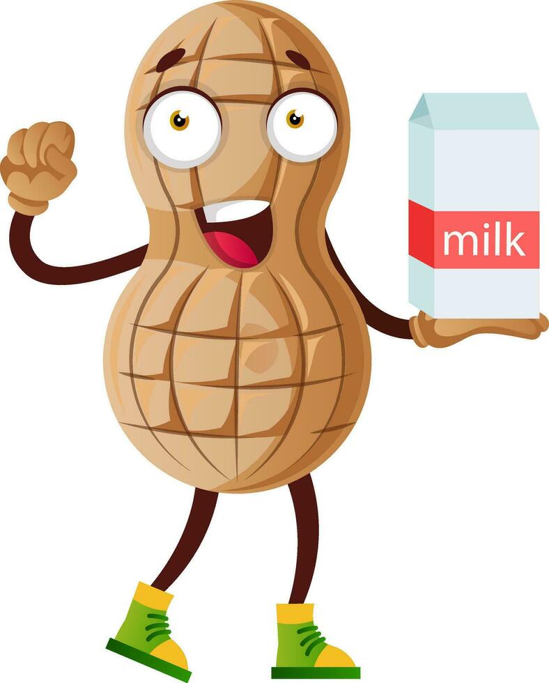 Peanut character with milk vector