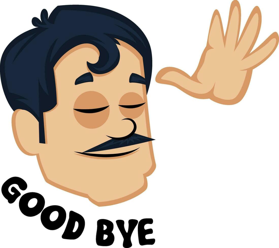 Man with mustache saying good bye vector