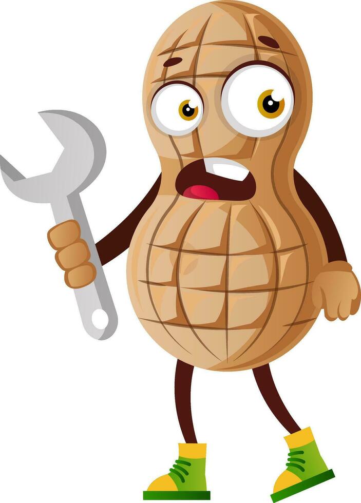 Peanut character with wrench vector