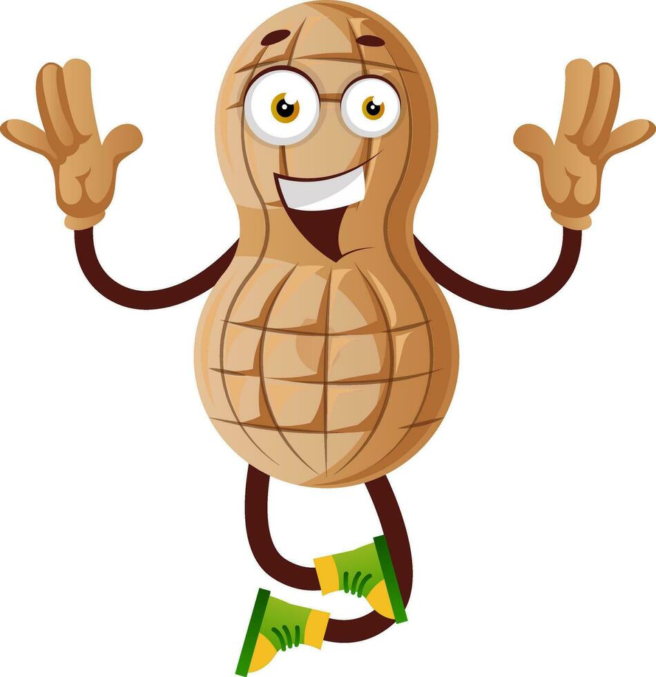 Peanut character jumping vector