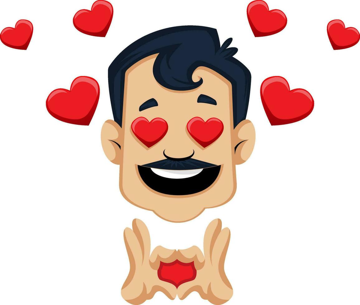 Man with mustache in love vector