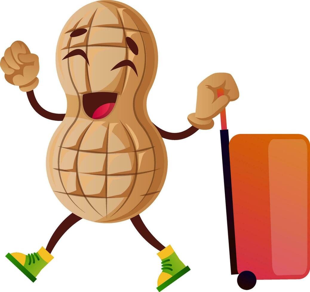 Peanut character traveling vector