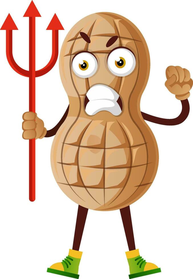 Peanut character as devil vector