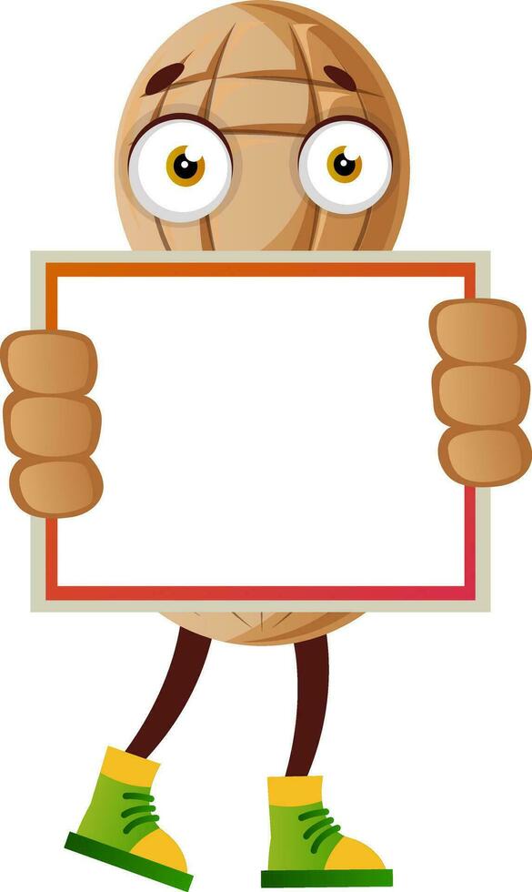 Peanut character with blank board vector