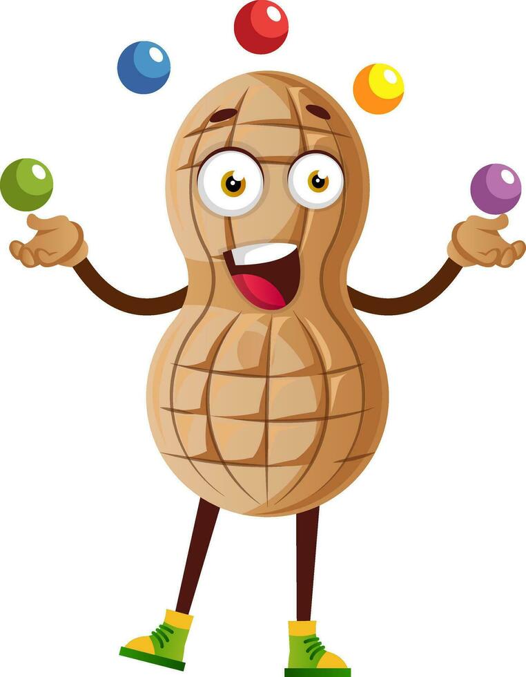 Peanut character juggling balls vector