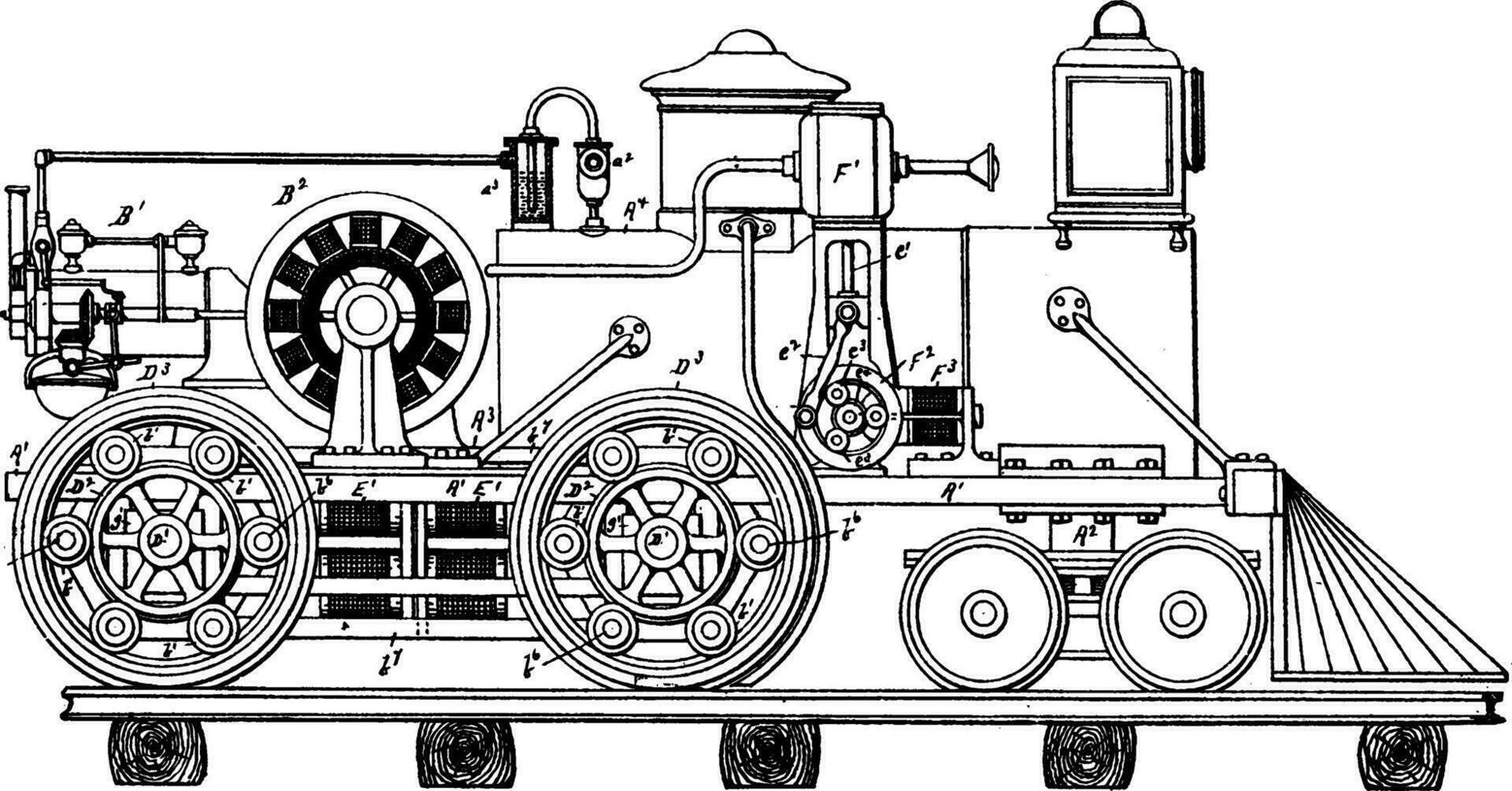 Electrically Actuated Vehicle, vintage illustration. vector