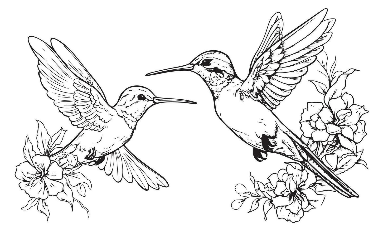 Hand drawn humming birds isolated on white. vector