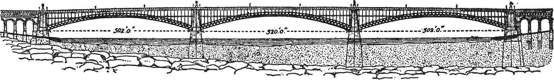 St Louis Bridge, vintage illustration. vector