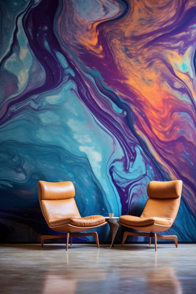AI generated This photo captures the beauty of swirling, colorful liquids that resemble a marble pattern.