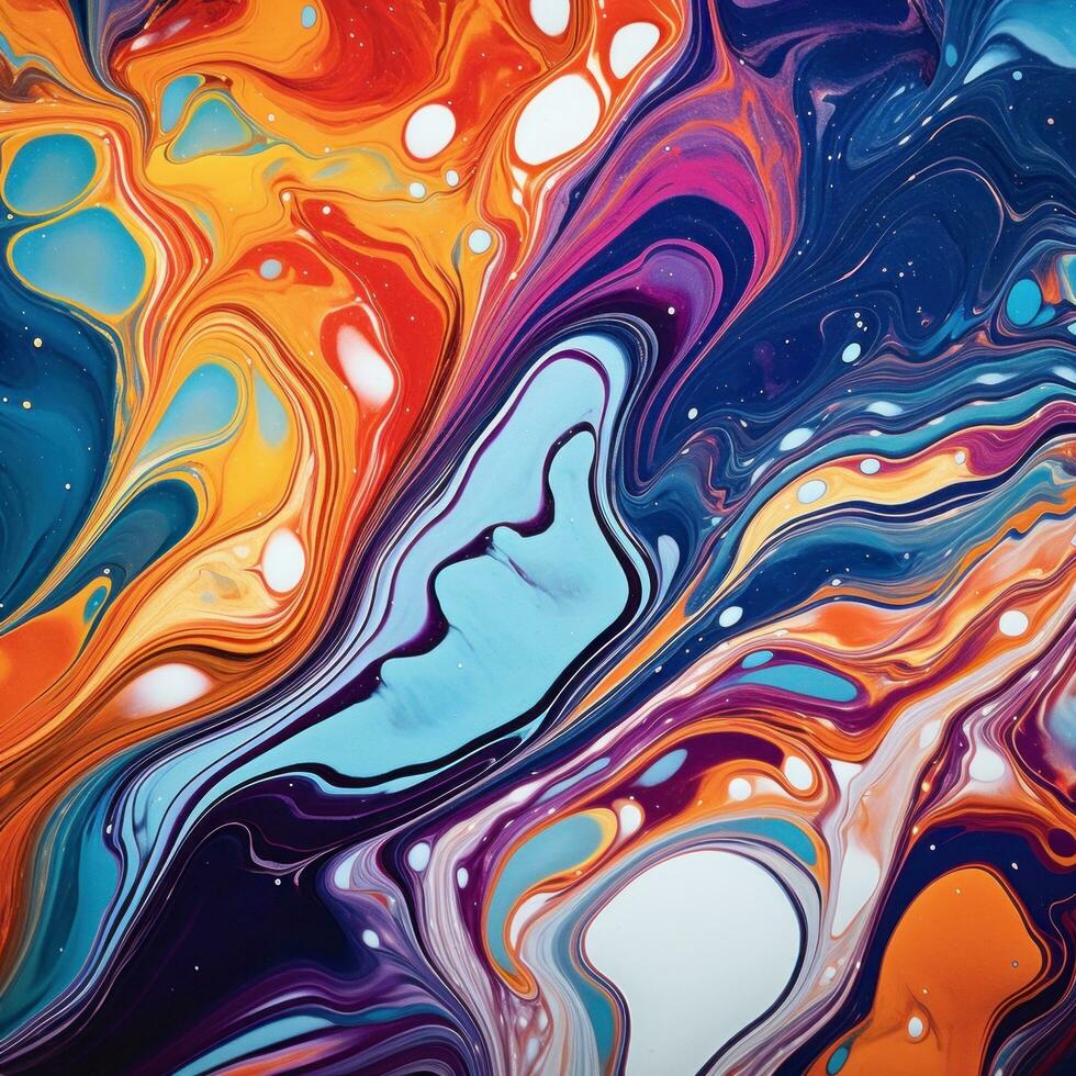 AI generated This photo captures the beauty of swirling, colorful liquids that resemble a marble pattern.