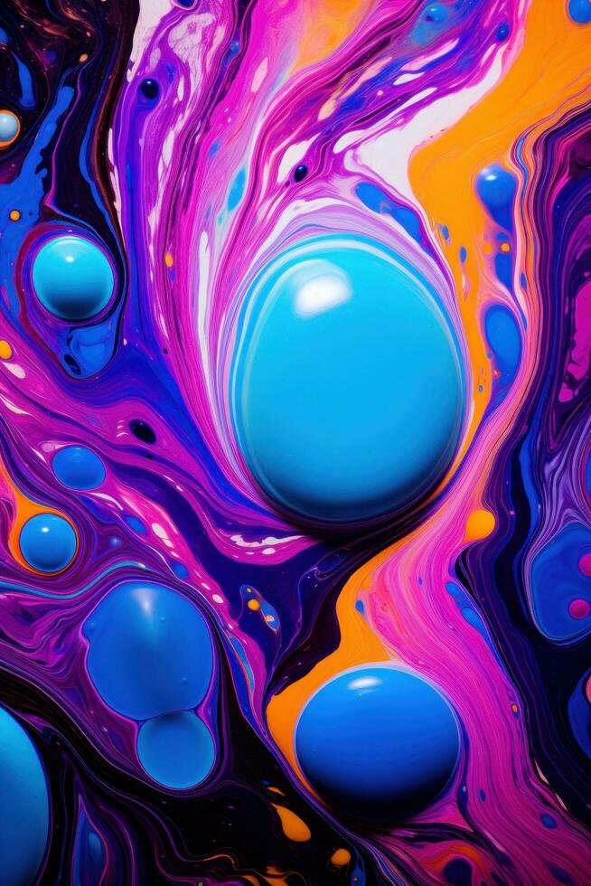 AI generated This photo captures the beauty of swirling, colorful liquids that resemble a marble pattern.