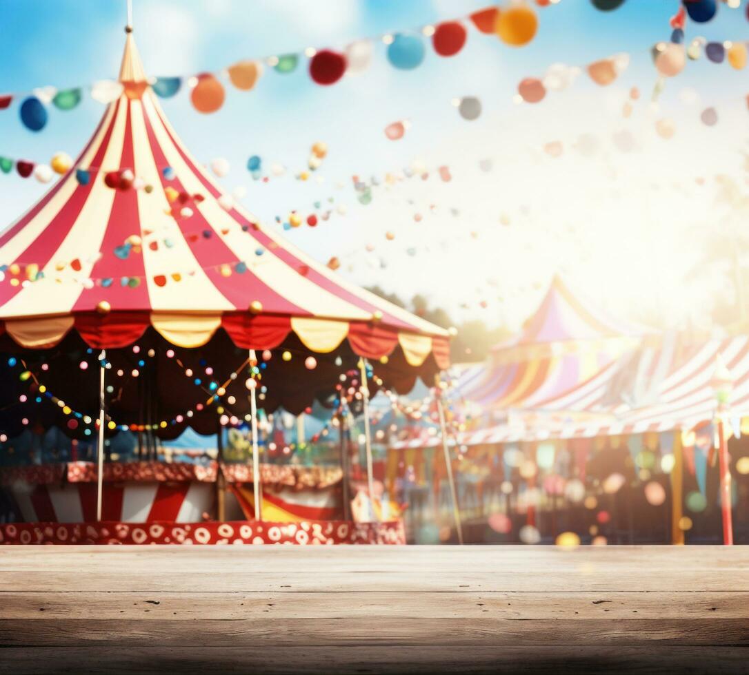 AI generated This stock photo features a lively carnival scene in the background