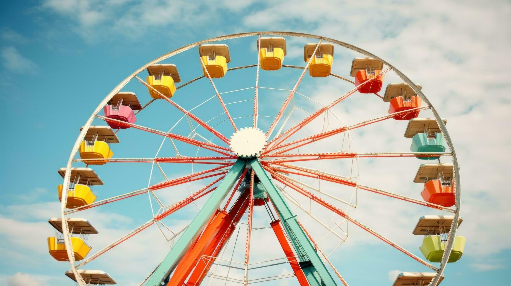 AI generated A towering Ferris wheel serves as the focal point of this carnival-themed photo