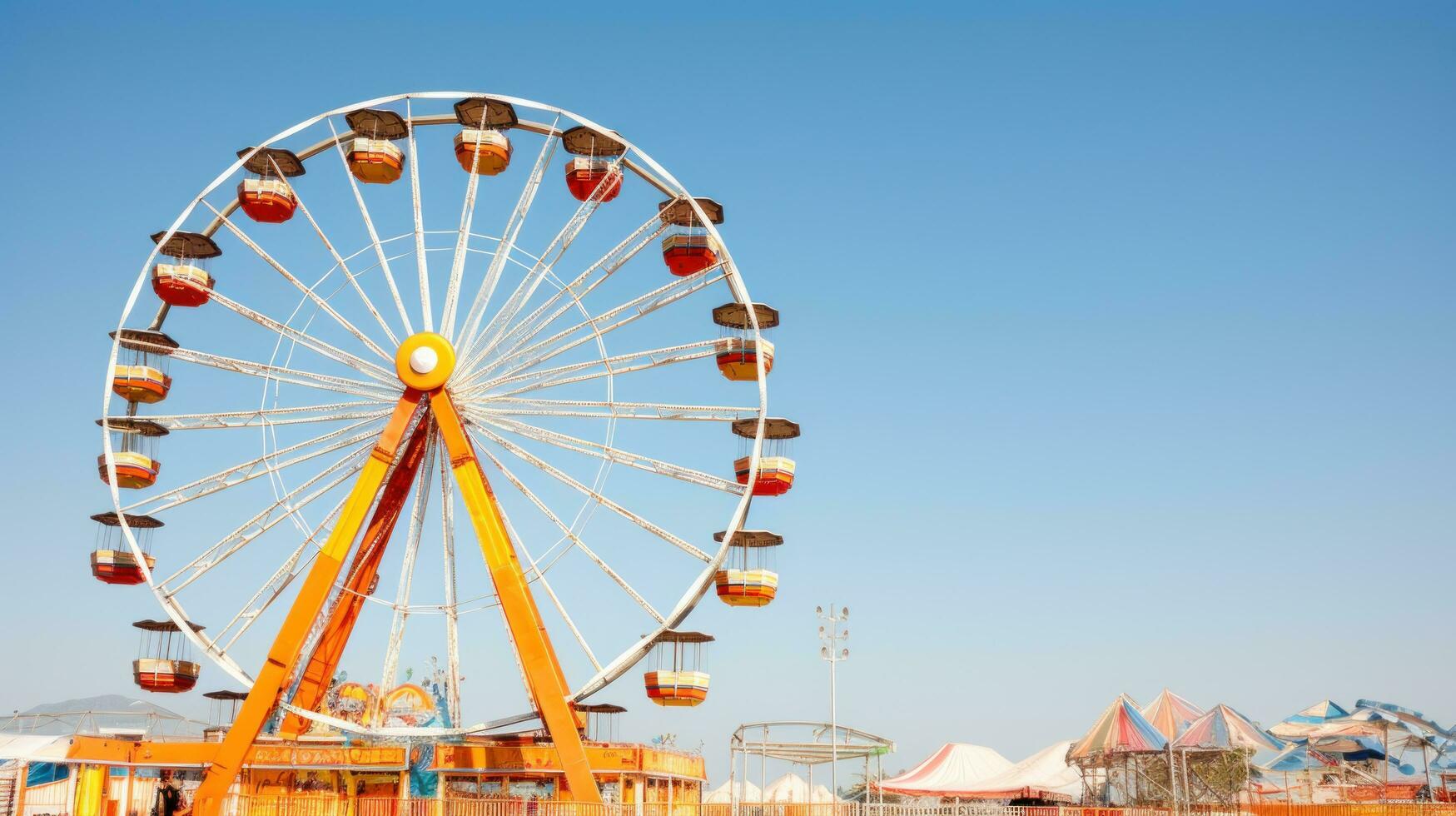 AI generated A towering Ferris wheel serves as the focal point of this carnival-themed photo