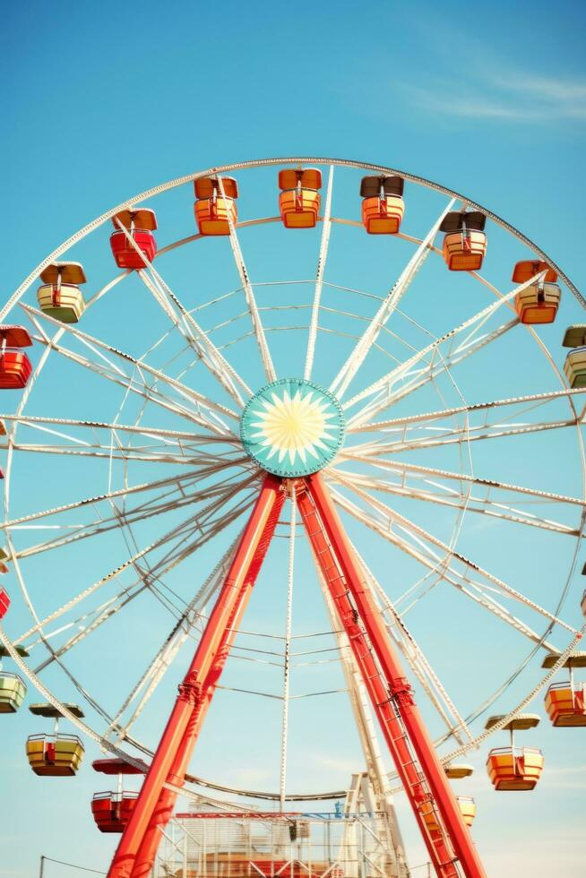 AI generated A towering Ferris wheel serves as the focal point of this carnival-themed photo