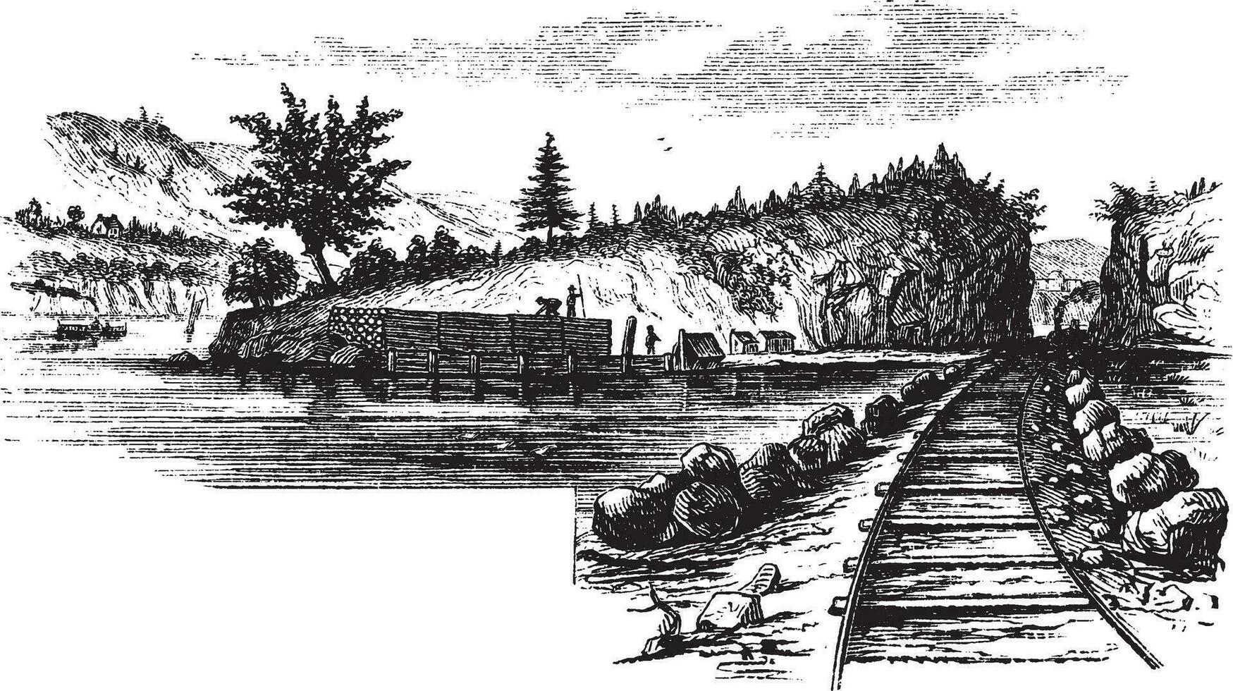 Beverly Dock, vintage illustration. vector