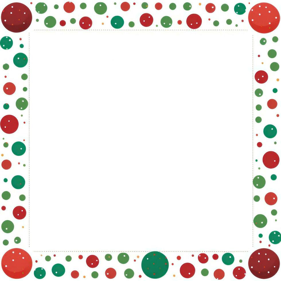 AI generated A festive red and green frame with playful polka dots encases photo