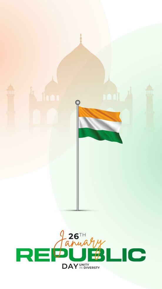 75th Indian Republic Day, 26 January Celebration Social Media Post, Web Benner, Status Wishes vector