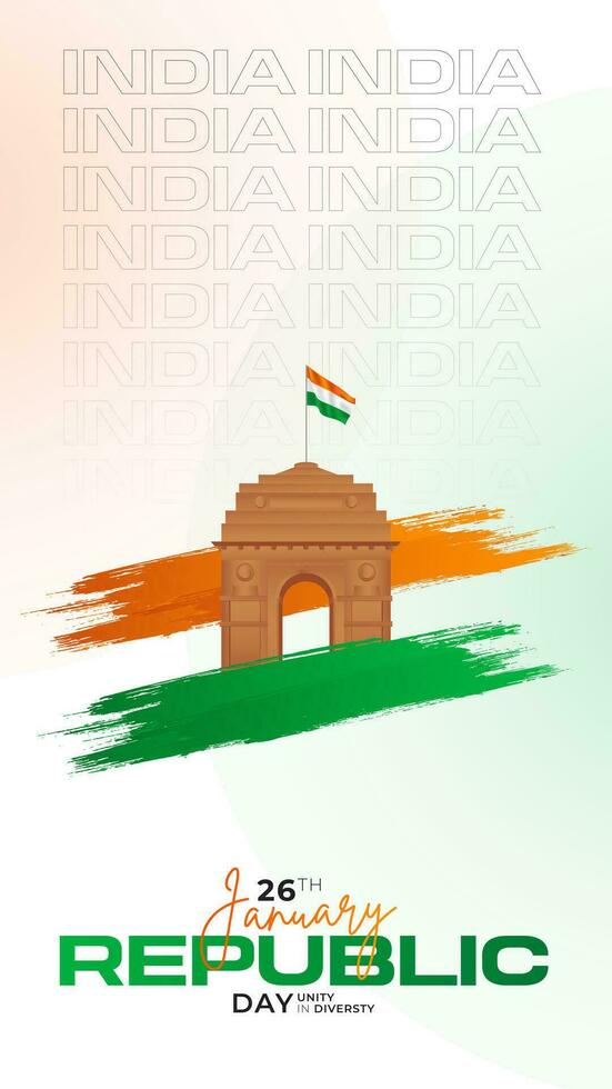 75th Indian Republic Day, 26 January Celebration Social Media Post, Web Benner, Status Wishes vector