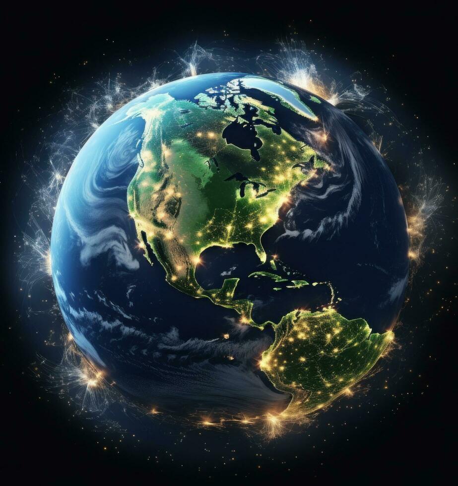 AI generated earth on space planet in outer space clipart images photo
