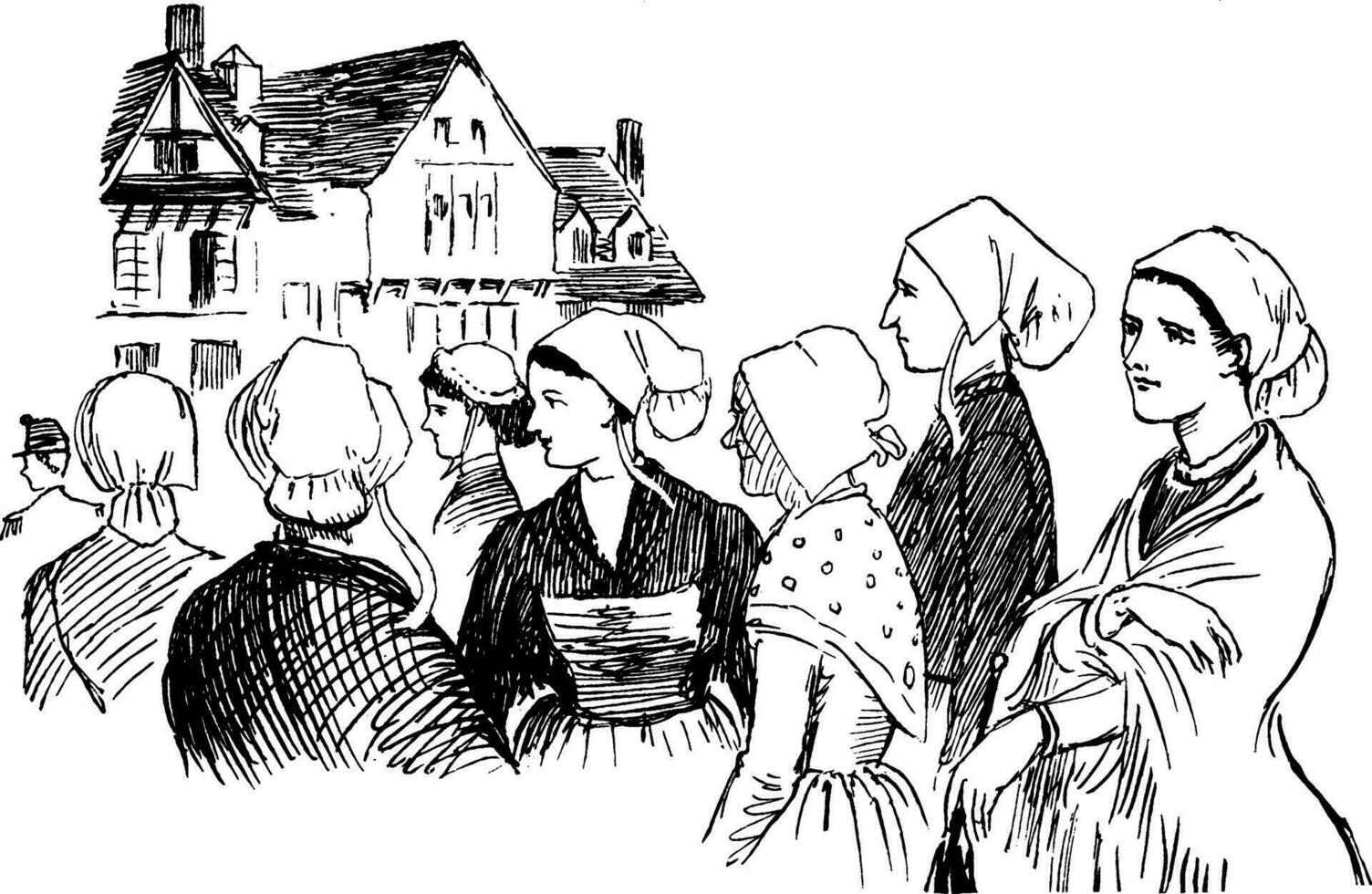 Group of Women, vintage illustration vector